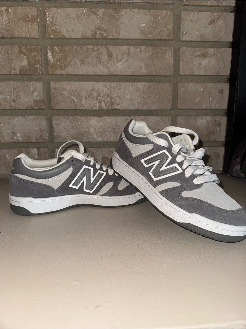 New Balance Men’s Gray and White Low-Top Sneakers